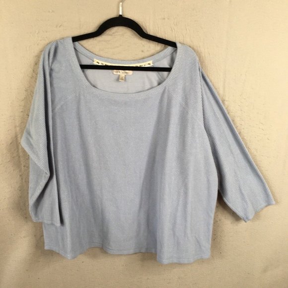 Torrid Lounge Tops - Torrid 3 Top Womens 3X Plus Size Blue  Waffle Knit Crop Boxy Beachy Athleisure